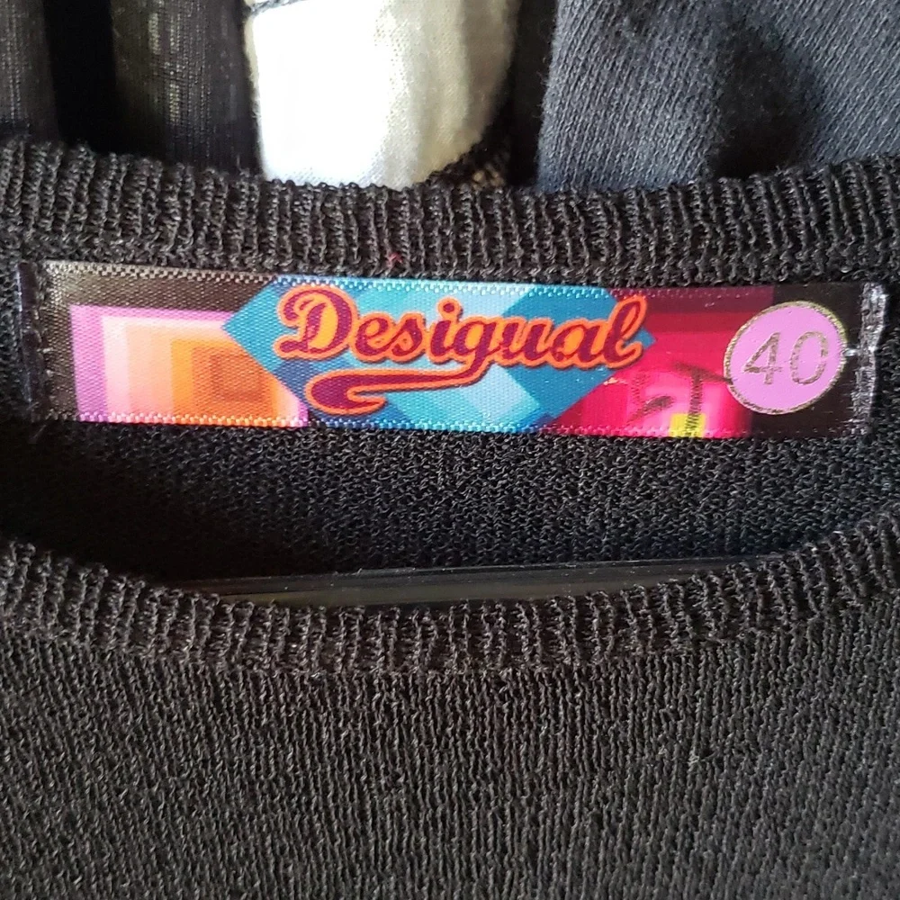 Desigual Spain floral embroidered dress with sheer mesh top and sleeves - Picture 6 of 11